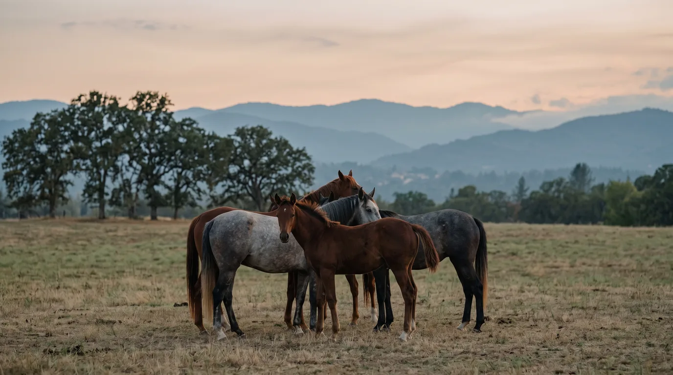 Chevaux en liberté, Les Écuries du Tréfle, Loire